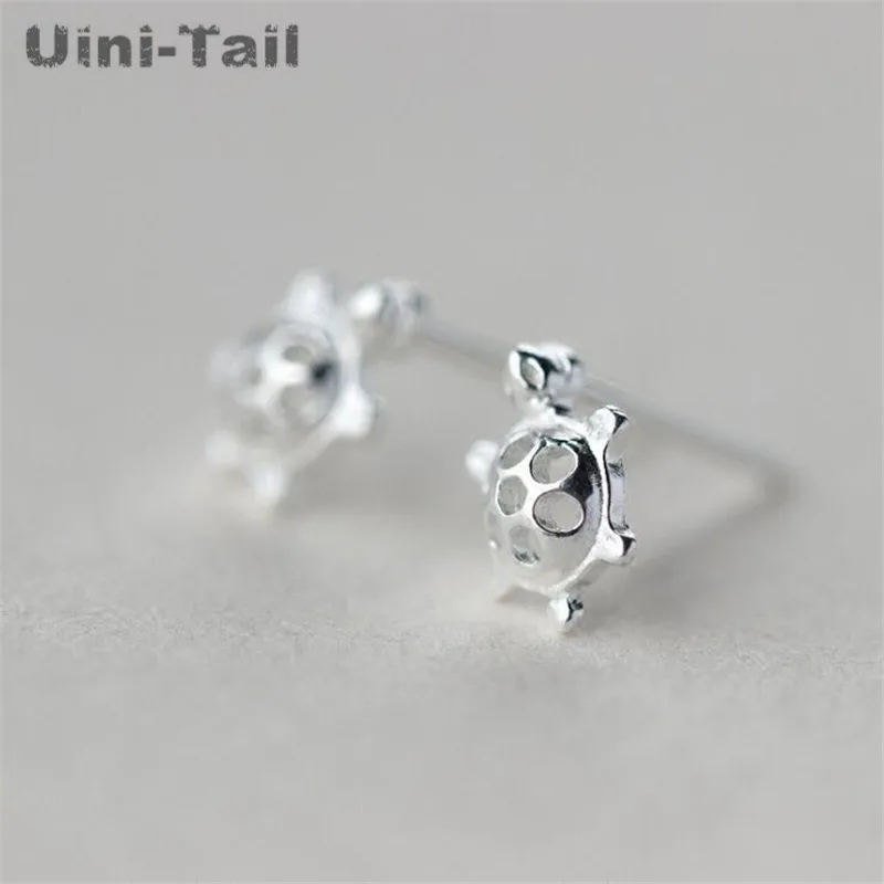 Uini-Tail hot new 925 Tibetan silver fashion personality cute animal small turtle ear nail trend anti-allergic jewelry ED012