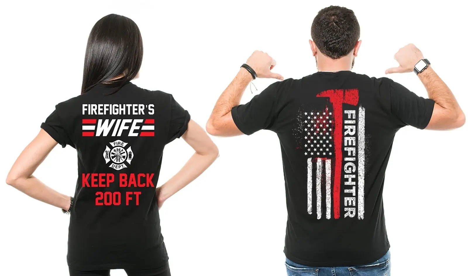 2019 Fashion Hot sale 100% cotton Firefighter Couple T Shirts Husband And Wife Cool Matching T-shirts Gift ideas Tee shirt