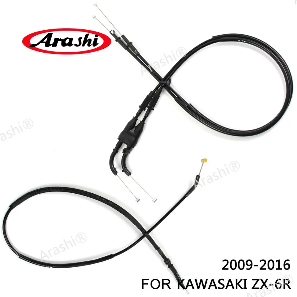 Arashi ZX6R Throttle Clutch Cables Stainless Lines For KAWASAKI ZX-6R 2009 2010 2011 2012 2013 2014 2015 2016 ZX 6R Ninja