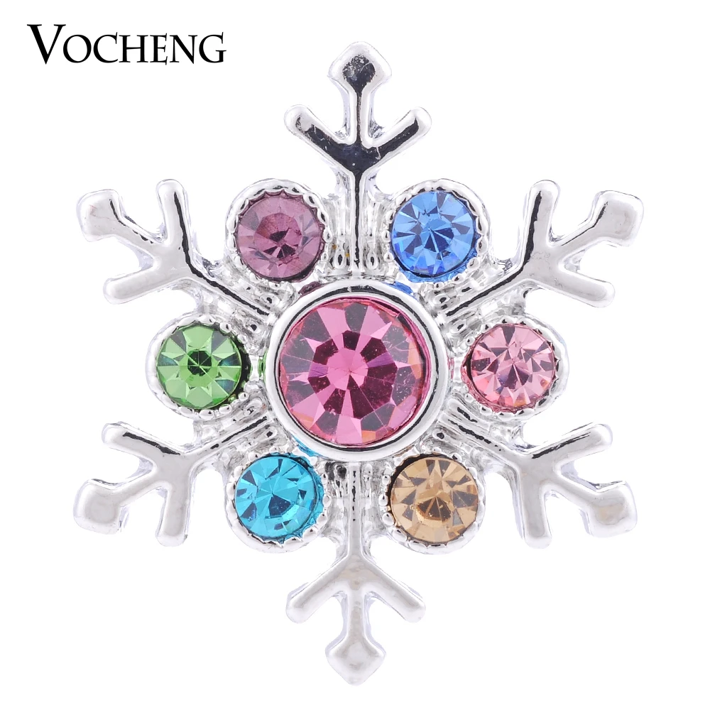 Vocheng Button Snap Charms 18mm 4 Colors Glitzy Snowflake Christmas Gift for Women Vn-1143