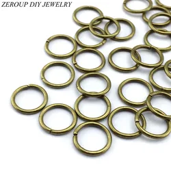 ZEROettes-Anneaux Ouverts pour Diabétique, Plaqué Cuivre Bronze Antique, Connecteurs Fendus pour Bijoux, Épaisseur 1mm, 6mm, 10mm, 100 Pièces