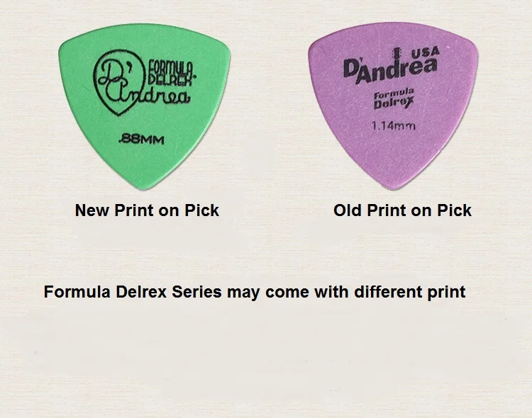 D\'andrea Formula Delrex D347 Rounded Teardrop Shape Guitar Pick Plectrum Mediator, Made in USA