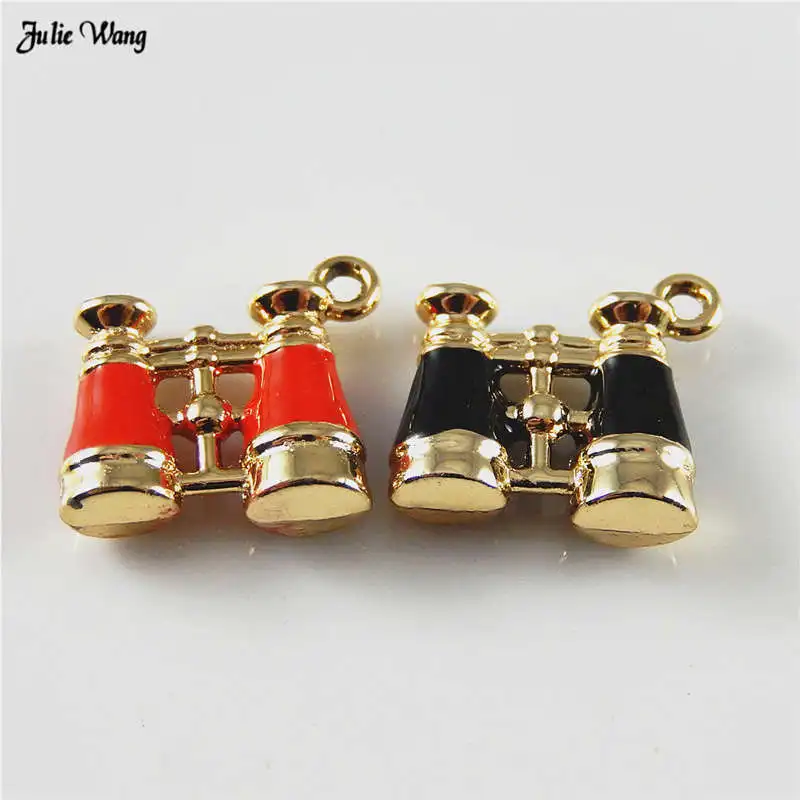 Julie Wang 10pcs Alloy Enamel Mini Telescope Charms For Bracelet Necklace Pendant Making Jewelry DIY Accessories 15*15mm