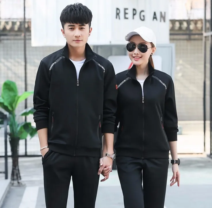 Spring Women & Men Sporting Suits Black Red Gray Green Skin Friendly Breathable Elastic Zipper Casual Tracksuits Sportswear Suit