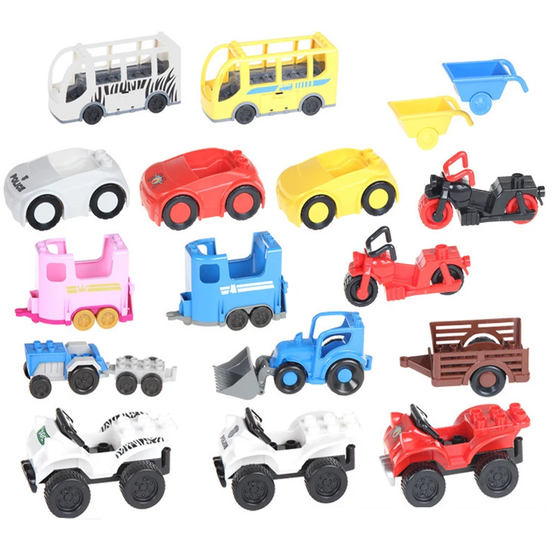 Large Particles Building Blocks Accessories DIY Vehicle Bricks Car Fire Truck Toys For Children Gift