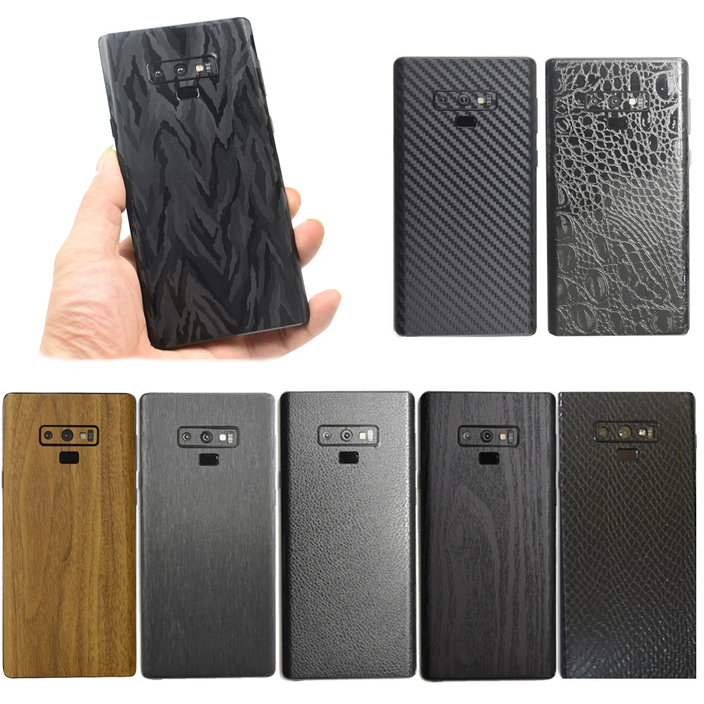 3D Carbon Fiber / Leather / Wood Skins Protective Phone Back Cover Sticker For SAMSUNG Galaxy S10 Plus S10e Note 9 8 S9+ S8 Plus