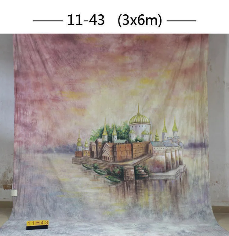 

Professional customized 3x 6M Hand Painted muslin scenic castle backdrop ,100%cotton photography backgrounds for photo studio