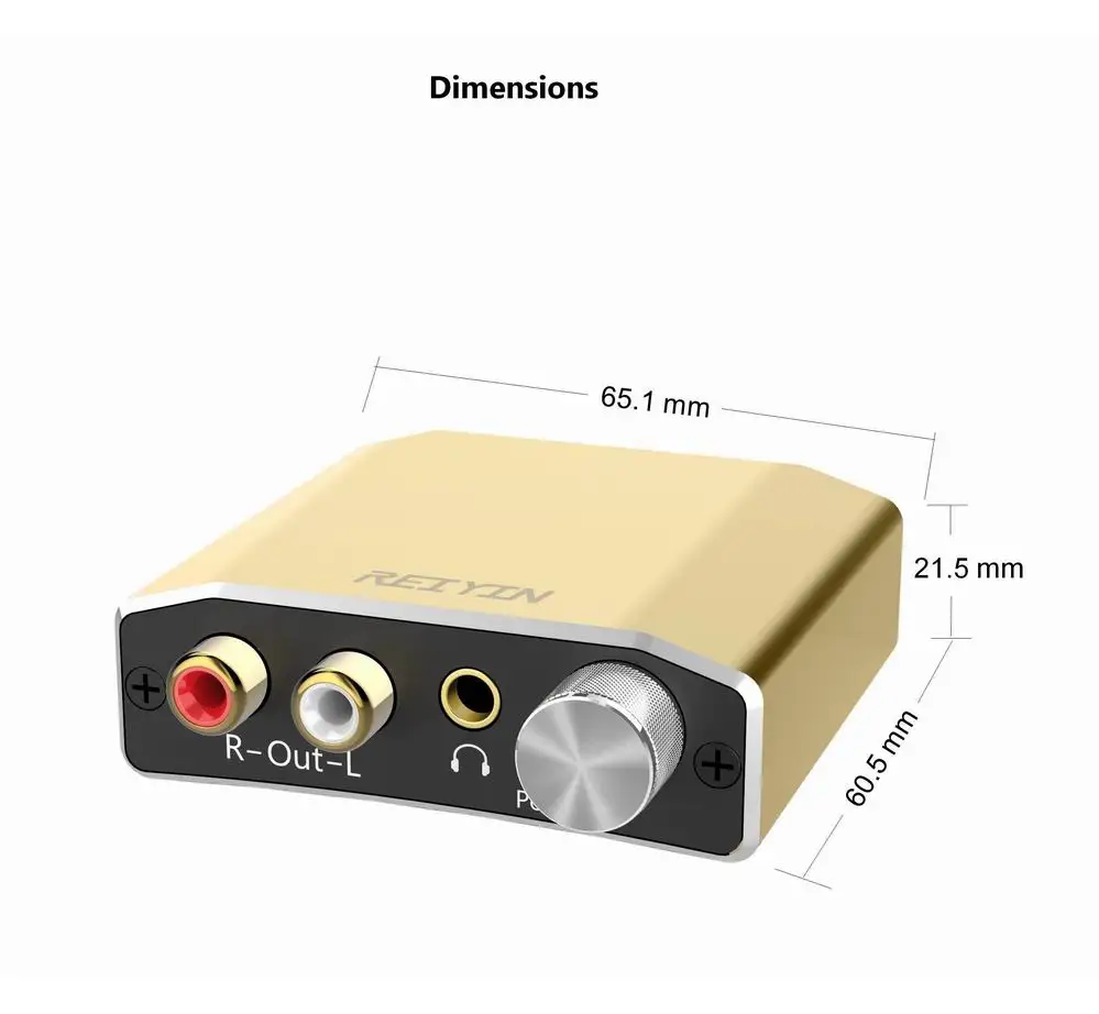 Reiyin DAC 192kHz 24bit Optical Coaxial Audio Converter for HD TV DVD XBOX PS4 Game console