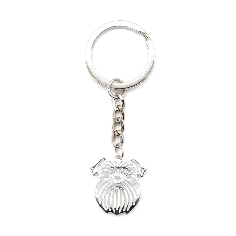 New Style Jewelry Brussels Griffon Key Chains Fashion Hollow Out Metal Pet Dog KeyChains