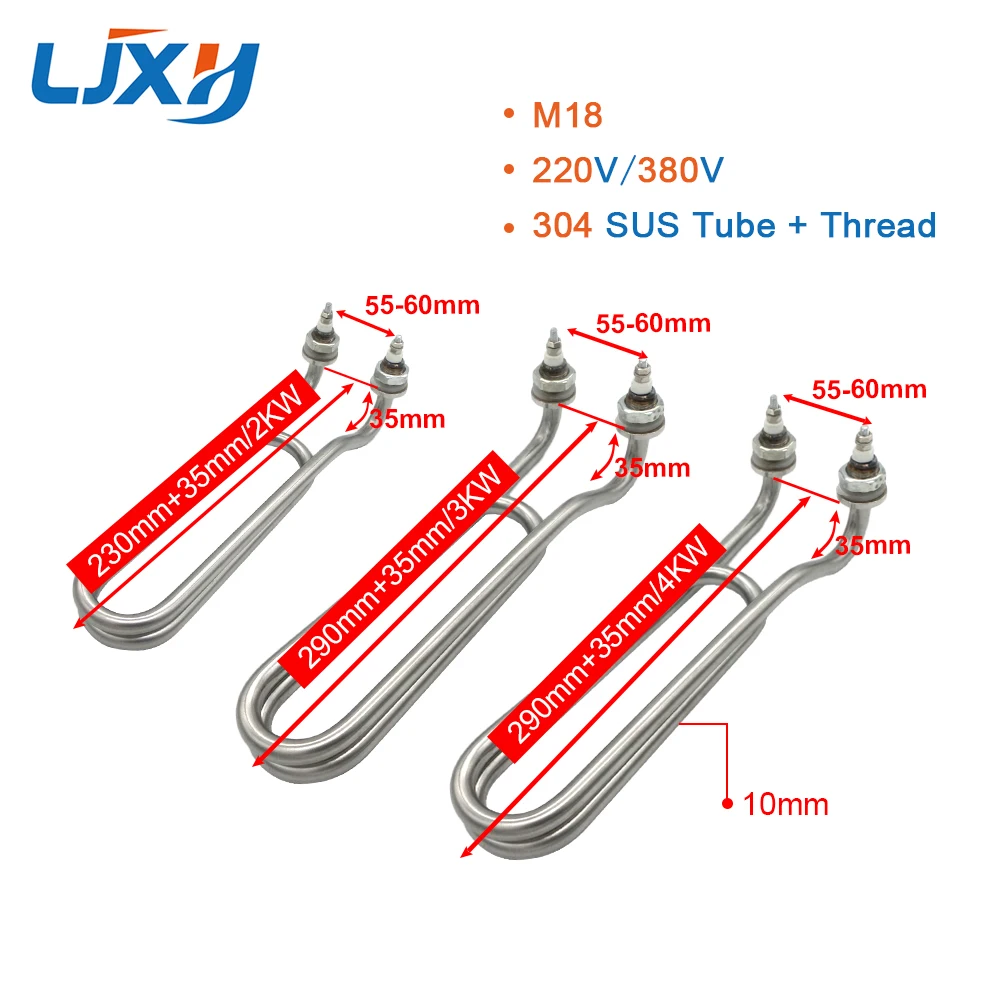 LJXH Curved U-shaped Heat Pipe, Double U Water Heating Element, Bend U Water Heaters, M16/M18 Heater for Home Machine