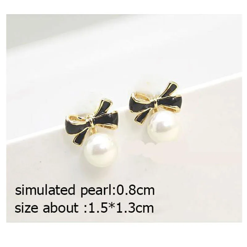 Grace Jun 4 Colors for Choose Fashion Bowknot Enamel Clip on Earrings No Piercied  for Women Simulated Pearl No Hole Ear Clip