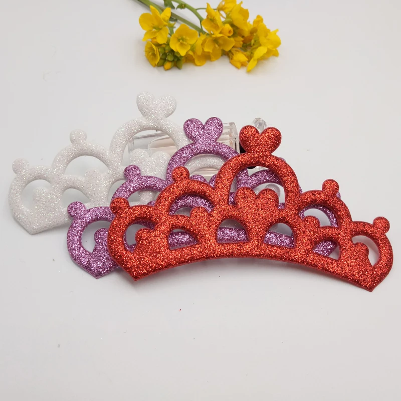 20pcs/lot 10cm Mixed Glitter Fabric Patches Glitter Crown Applique for Craft/Clothes DIY Scrapbooking Accessories