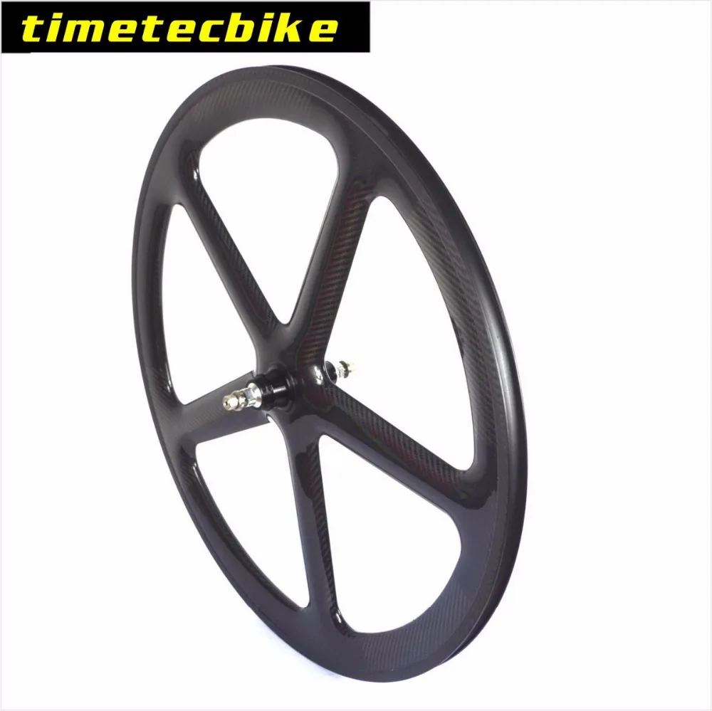Ruedas de carbono para bicicleta de pista de 5 radios 700C, ruedas de bicicleta de piñón fijo Tubular de marcha única, ancho externo de 24mm