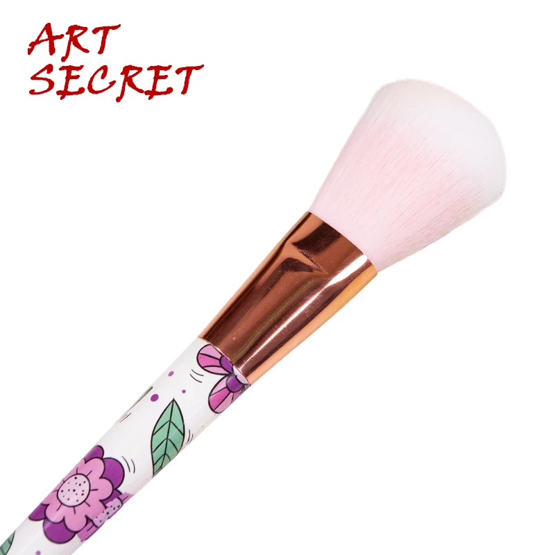 Artsecret 583402 Pro Blusher Cosmetische Tool Make-Up Borstel Zachte Synthetische Duo Fiber Rose Goud Ferrule Plastic Handvat Met Patroon