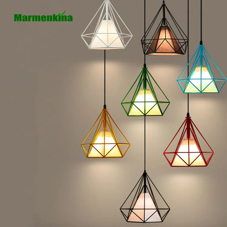 Marmenkina Loft bar restaurant Pendant Lamp creative retro industrial iron dining hanging color diamond pendant light