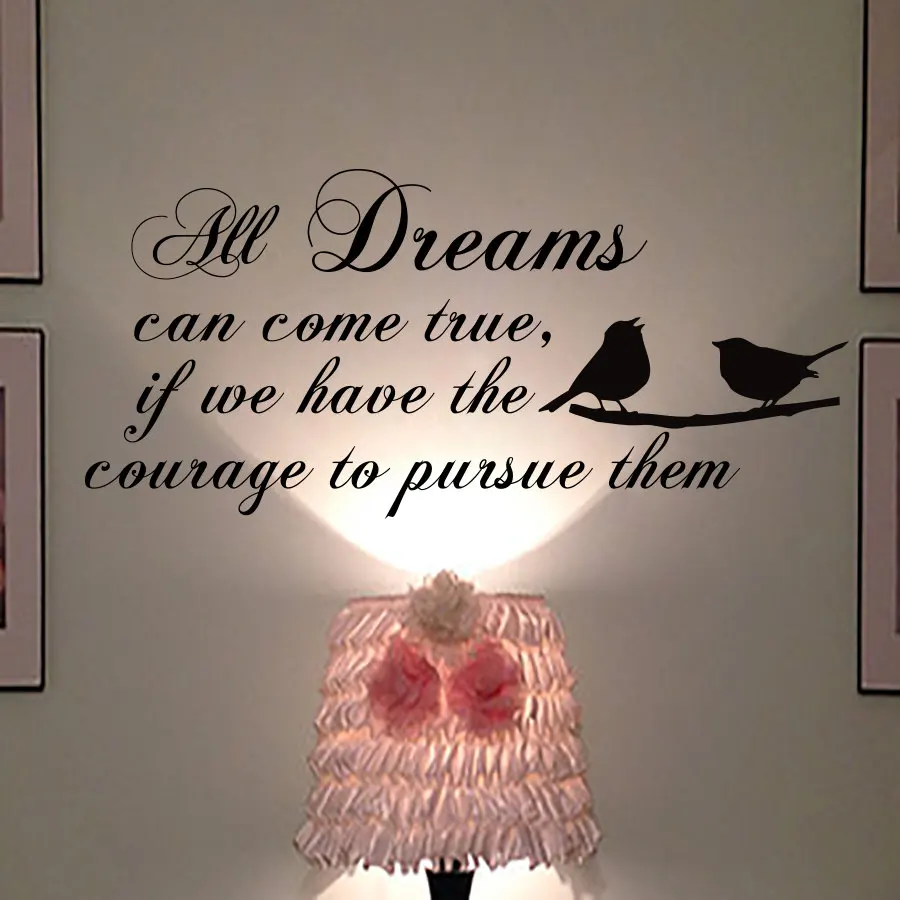 ZOOYOO All Dream Can Come True Inspiring Wall Sticker Birds Decor Wall Art Murals Living Room Bedroom Wall Decoration