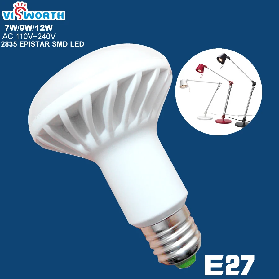 R80 LED LAMP smd2835 25pcs ultra bright 7w 9w 12w led bulb ac 110v 220v 240v warm white cold white lampada led Spotlight