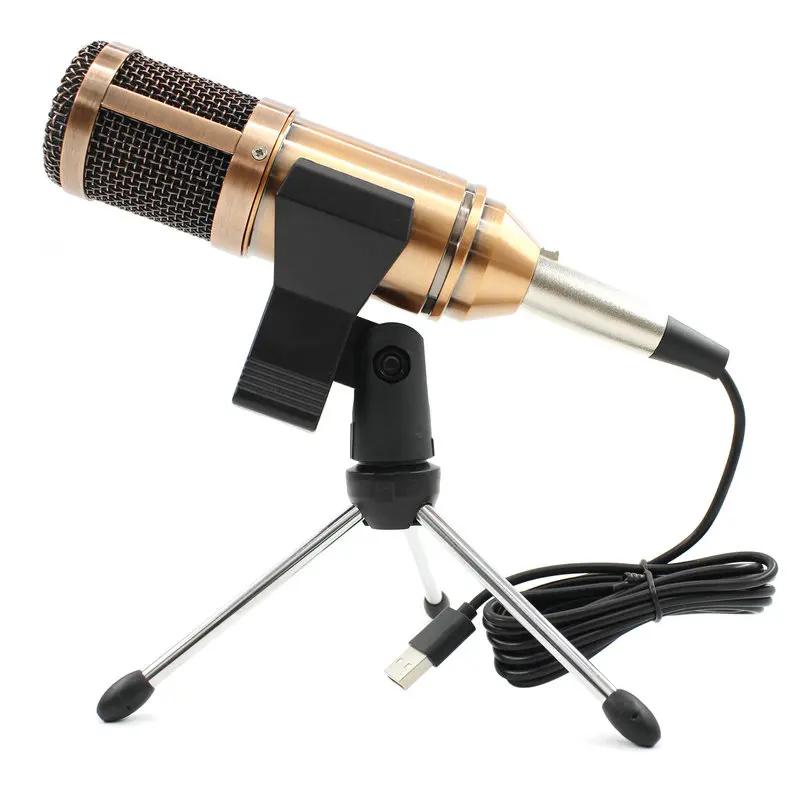 BM 800 mikrofon kondensor USB, Studio dengan Tripod berdiri mikrofon dapat disesuaikan untuk rekaman komputer Karaoke PC ditingkatkan BM800
