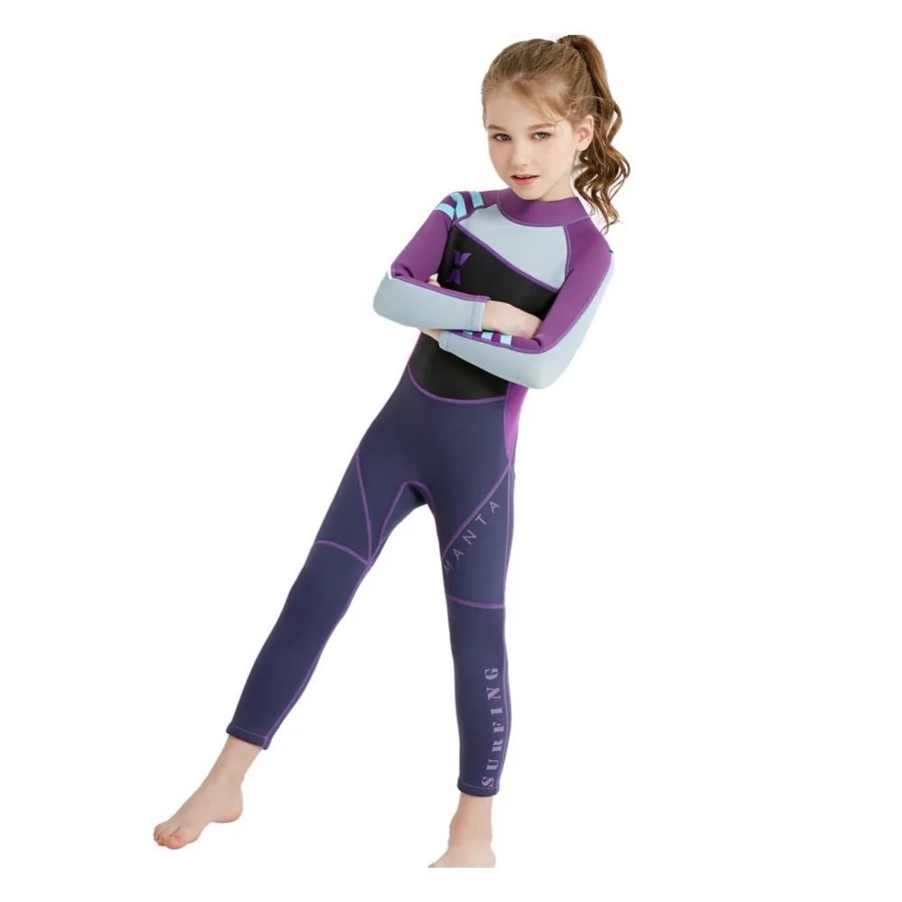 2.5mm One-piece Child Diving Suit Surfing Wetsuits Kids Neoprene Thermal Swimsuit Swimwear for Diving Swimming Surfing