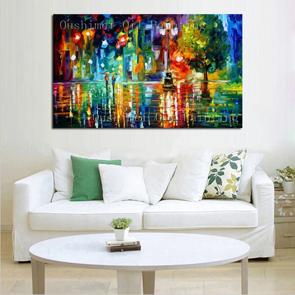 

Hand Painted Modern Mural Picture Canvas Wall Art Painting Knife Landscape Hang Paintings For Room Street Scenery Oil Painting