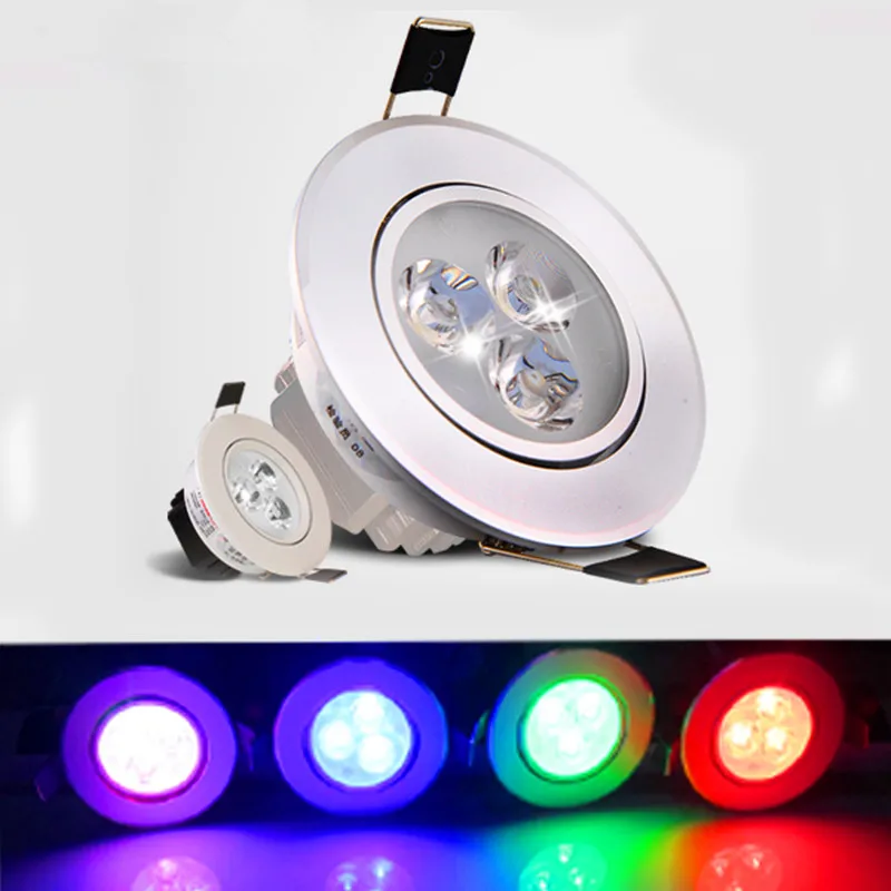 Oprawa sufitowa Led lampa 9W kolor RGB światło punktowe AC 85-265V 3w wpuszczana szafka ścienna Spot lampa sufitowa do salonu oświetlenie domu