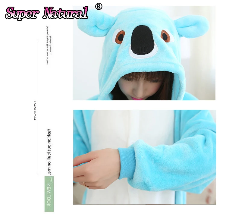 HKSNG Kigurumi الكبار الشتاء الأزرق الرمادي كوالا التميمة فوتي الكل في واحد عيد الميلاد منامة نيسيس للجنسين هالوين زي البيجامات #2