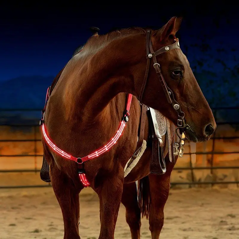 Horse Breastplate Dual LED Horse Harness Nylon Night Visible Horse Riding Equipment Racing Equitation Cheval Belt