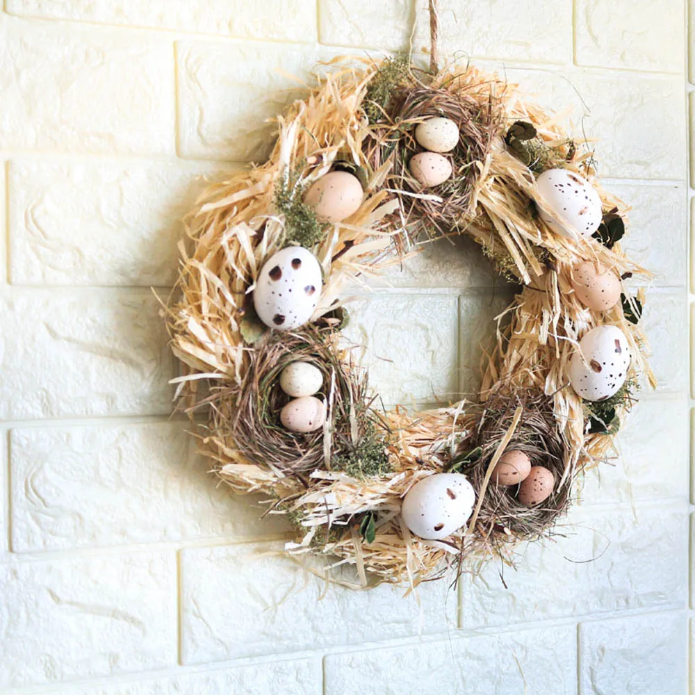 Handmade Easter Eggs Wreath for Door, Home Decoration Accessories, Craft for Wedding Party, Spring and Summer