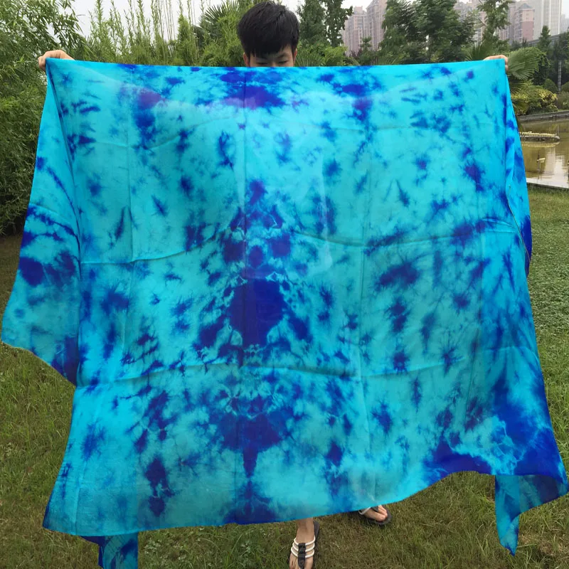 New 2.5 / 2.7M  tie-dyed 100%  pure real silk veils for belly dancing  Nice Silk Hand- Scarf  for women dancing silk Scarf