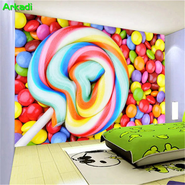 

Customize any size colorful lollipop candy TV background wall decoration painting children's room bedroom decoration mural