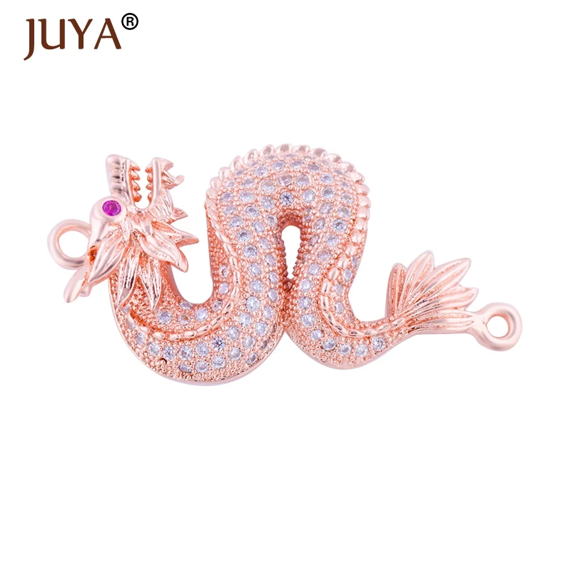 Jewelry Making Supplies Punk Rock Style Dragon Charm Connectors For Men Women Bracelet Making Micro Pave CZ Copper Accessories