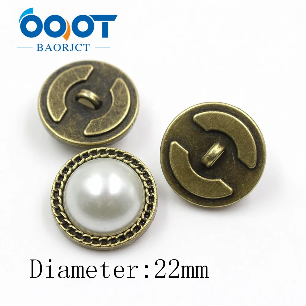 1711301,Semi-circular imitation pearl metal buttons,DIY handmade clothing accessories, coat clothes Sewing shank buttons,10pcs