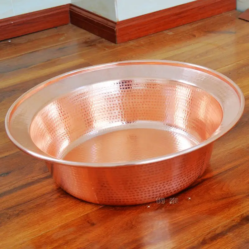 1 PC Pure Copper Basin Wide Sided Foot Bath Thick Deep Handmade High Quality Gift