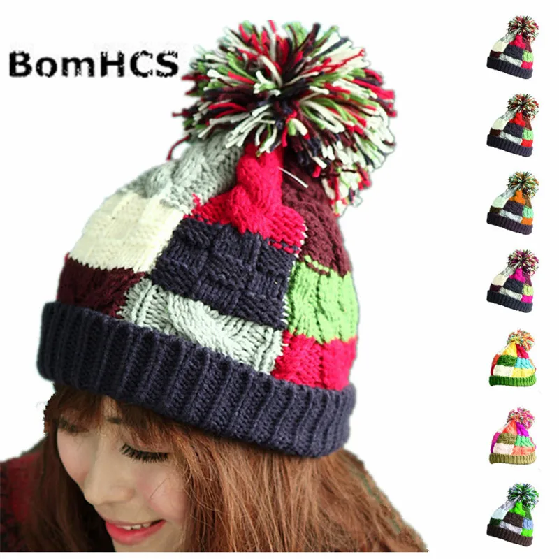 BomHCS Trendy Warm Chunky Soft Stretch Cable Knit Slouchy Beanie Hat Cap