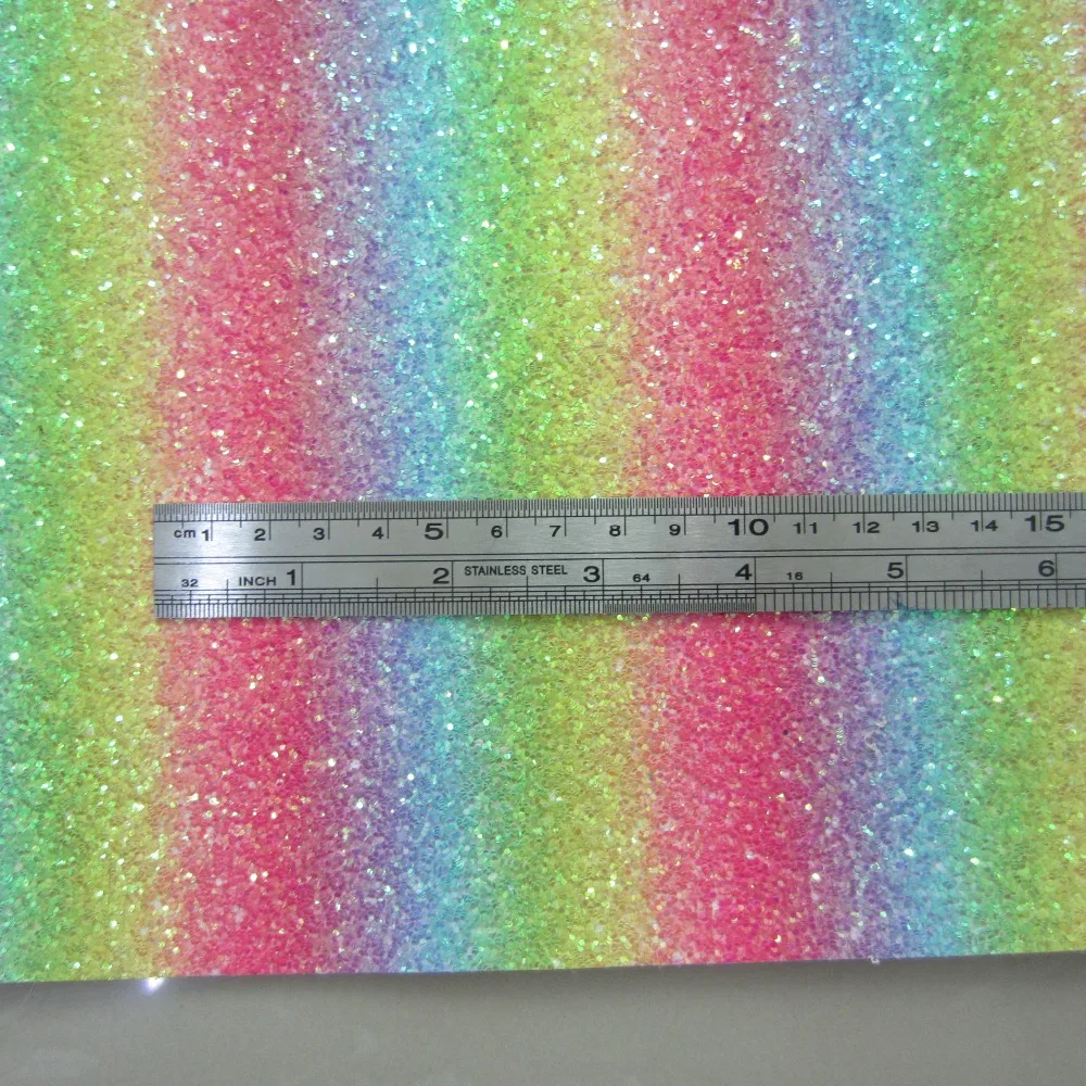 Mini Roll 30x134cm Rainbow Fashion Chunky Fine Glitter Fabric Faux Leather For Bows Craft Earring Sewing Bags  AY210
