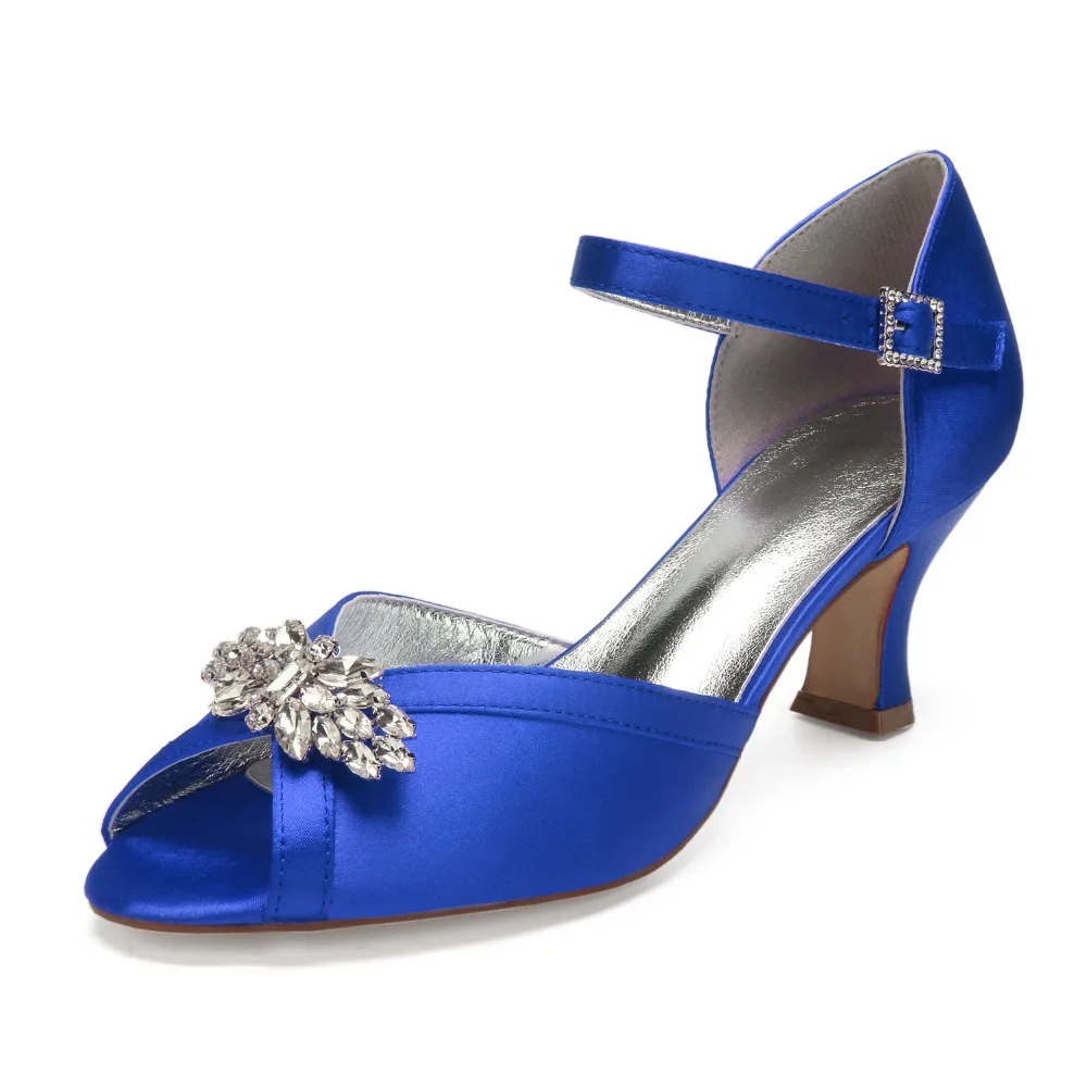 

Женские атласные вечерние туфли с открытым носком, на блочном каблуке