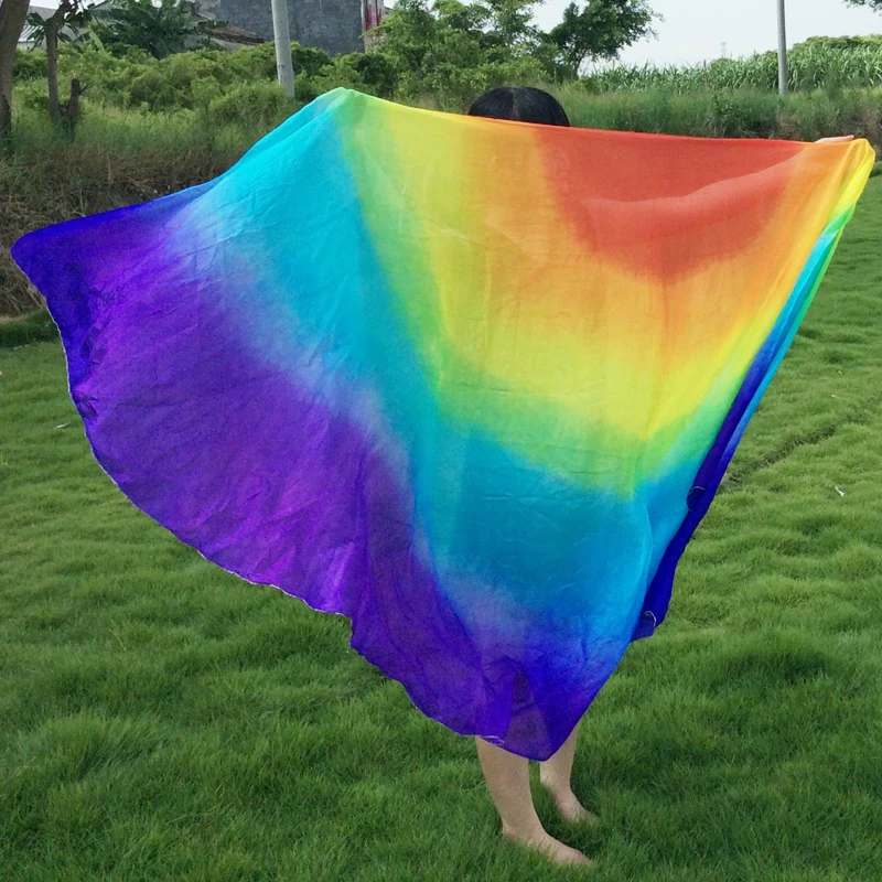 

New belly dance half circle silk veils 100% silk Stage Performance dancing Shawl belly dance accessory 2Color Available