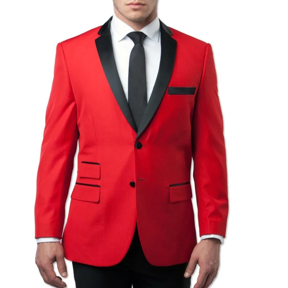 

Classic Style Two Buttons Red Groom Tuxedos Notch Lapel Groomsmen Men Blazers Suits (Jacket+Pants+Tie) NO:496