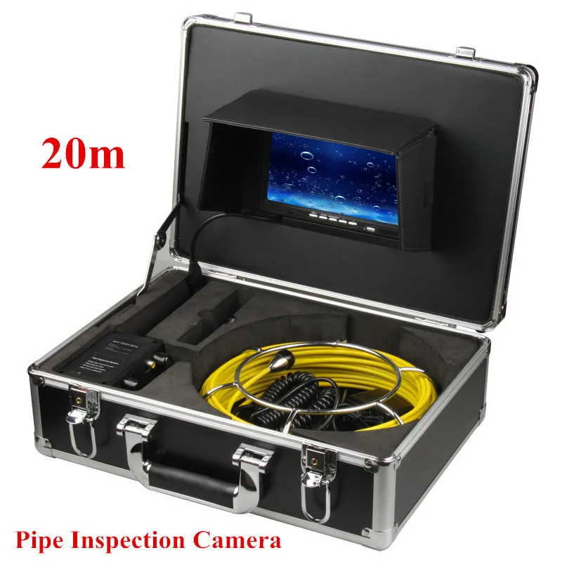 Push Rod 7 inch Monitor 20m Cable Industrial Endoscope 23mm Lens Pipe Wall Inspection Camera System Used for Pipeline Inspection