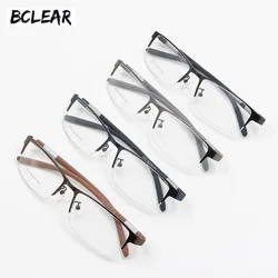 BCLEAR Popular Half Rim Alloy Man Spectacle Frames Flexible TR90 Temple Legs Optical Eyeglasses Frame Men Semi-Rimless Eyewear