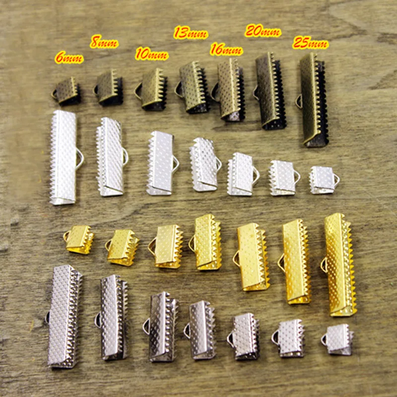 50pcs/lot Ribbon Ends Bracelet Bookmark Pinch Crimp Clamp End Findings Cord Ends Fasteners Clasp Leather Ends Jewelry Making