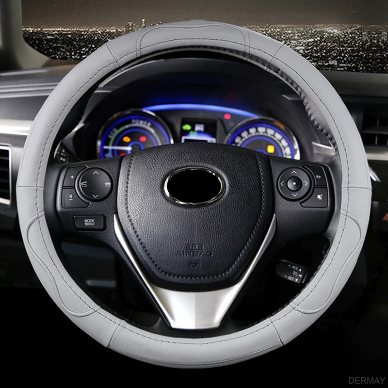 Genuine Leather Steering Wheel Cover for Toyota Corolla Fortuner Sequoia Auris Avensis YARIS Vios Celica 86 Auto Accessories