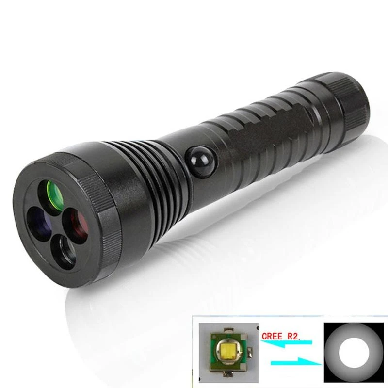 Finglig Signal Flashlight LED with Red /Green/Yellow/White 4 Colors Modes Filter Light Torch Lighting Aluminum Emergency