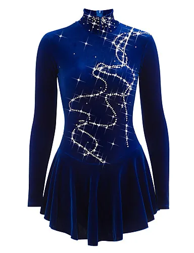 BlueFigure Skating Dress Long-Sleeved Ice Skating Skirt Spandex Women's  girl's