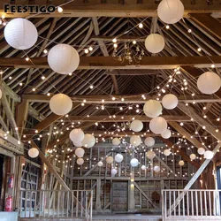 Ensemble de lanternes rondes en papier blanc pour fête de mariage, 15 pièces mélangées de 8 à 12 pouces