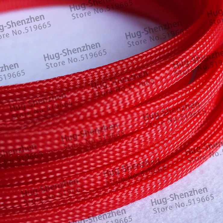 Wholesale 25M/lot 6mm red pet insulated cable braided expandable sleeving for cable protection