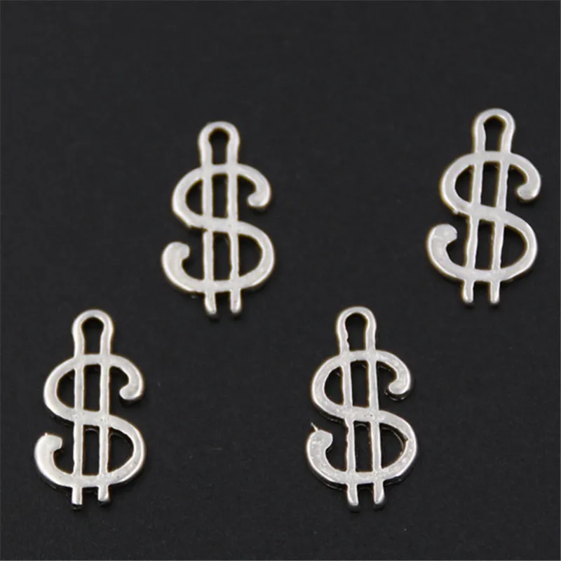 100PCS  Silver Color Dollar Sign Bead Spacer European Money Charms Fit For Jewelry Making Bracelet Necklace DIY A871