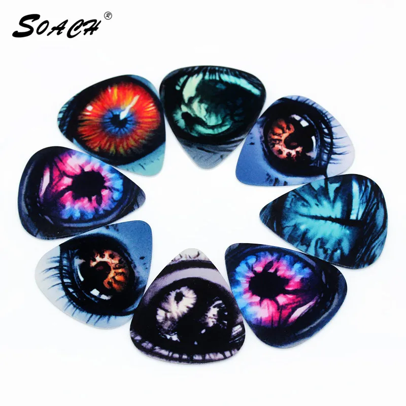 SOACH 10pcs/Lot 1.0mm thickness women multicolor eye guitar picks pick