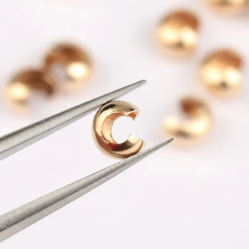 NEW 14K Gold Filled Crimp Covers 14K Gold Filled Clasps Wrapped Cord Buckle Connectors Fit Bracelet Necklace for Jewelry Making - view 3