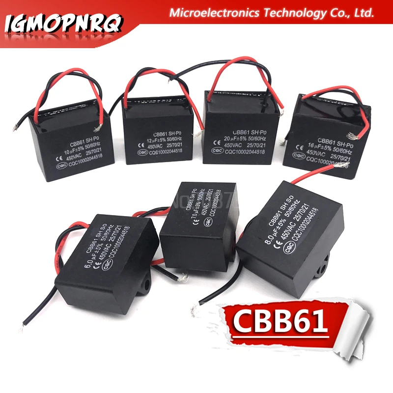 CBB61 1UF 1.2UF 1.5UF 2UF 2.5UF 3UF 3.5UF 4UF 4.5UF starting capacitance AC Fan Capacitor igmopnrq 450V CBB Motor Run Capacitor